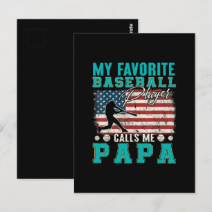 Mens My Favourite Baseball Player Calls Me Papa Postcard
