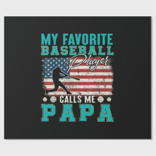 Mens My Favourite Baseball Player Calls Me Papa Wrapping Paper