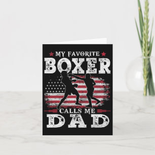 Mens My Favourite Boxer Calls Me Dad Usa Flag Fath Card