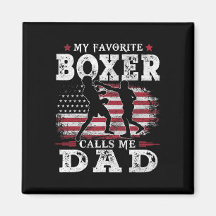 Mens My Favourite Boxer Calls Me Dad Usa Flag Fath Magnet