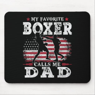 Mens My Favourite Boxer Calls Me Dad Usa Flag Fath Mouse Pad