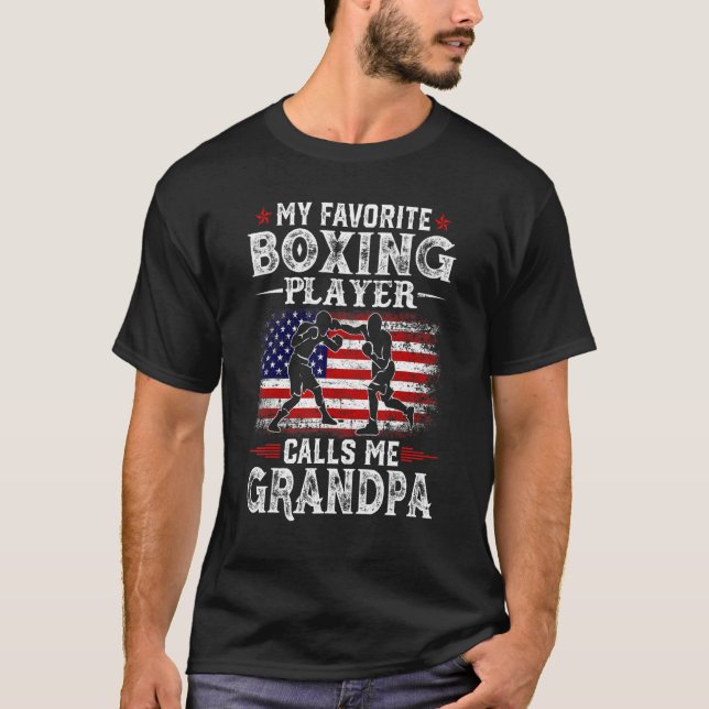 Mens My Favourite Boxing Player Calls Me Grandpa U T-Shirt (Front)