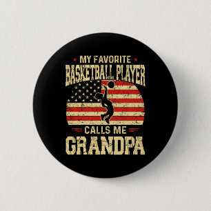 Mens My Favourite Bysketbyll Player Calls Me Grand 6 Cm Round Badge