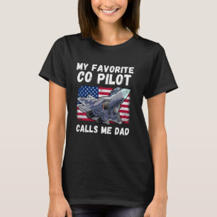 Mens My Favourite Co Pilot Calls Me Dad USA Flag F T-Shirt