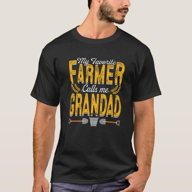 Mens My Favourite Farmer Calls Me Grandad Farming  T-Shirt (Front)