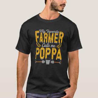 Mens My Favourite Farmer Calls Me Poppa Farming Pa T-Shirt