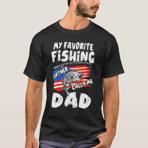 Mens My Favourite Fishing Partner Calls Me Dad Ame T-Shirt
