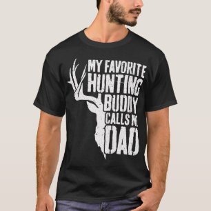 Mens My Favourite Hunting Buddy Calls Me Dad Deer T-Shirt