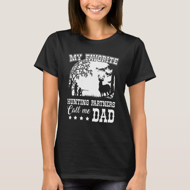 Mens My Favourite Hunting Partners Call Me Dad  Hu T-Shirt (Front)