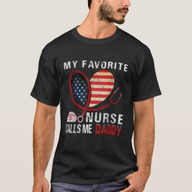 Mens My Favourite Nurse Calls Me Daddy Fathers Day T-Shirt (Front)
