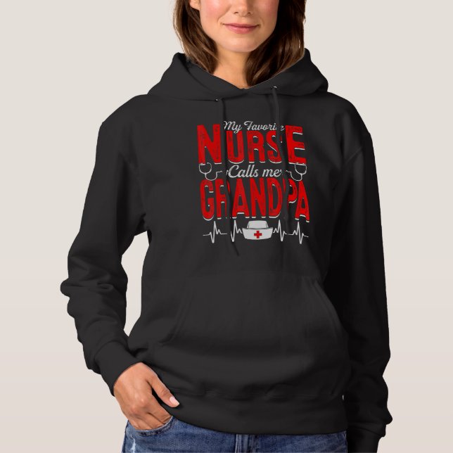 Mens My Favourite Nurse Calls Me Grandpa Nursing P Hoodie (Front)