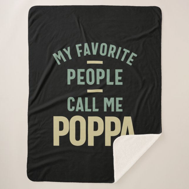 Mens My Favourite People Call Me Poppa Sherpa Blanket (Front)