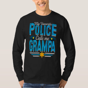 Mens My Favourite Police Calls Me Grampa Father's  T-Shirt