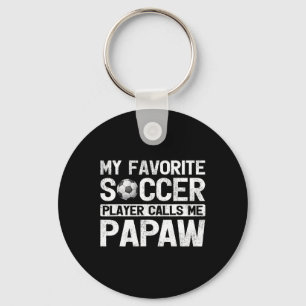 Mens My Favourite Soccer Player Calls Me Papaw Fat Key Ring