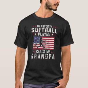 Mens My Favourite Softball Player Calls Me Grandpa T-Shirt