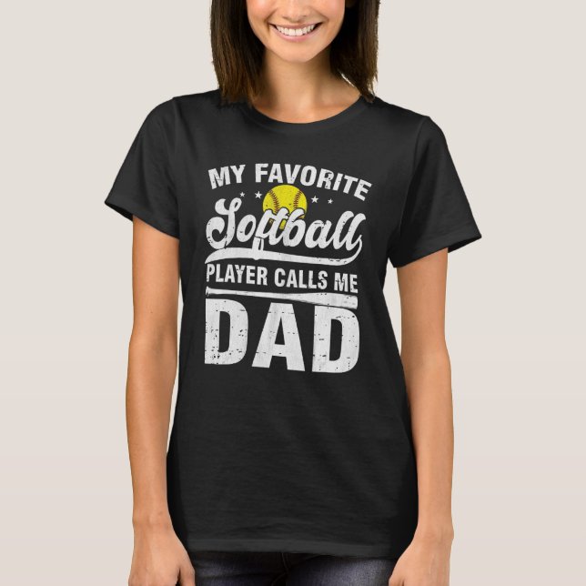 Mens My Favourite Softball Player Calls Me Papa Fa T-Shirt (Front)