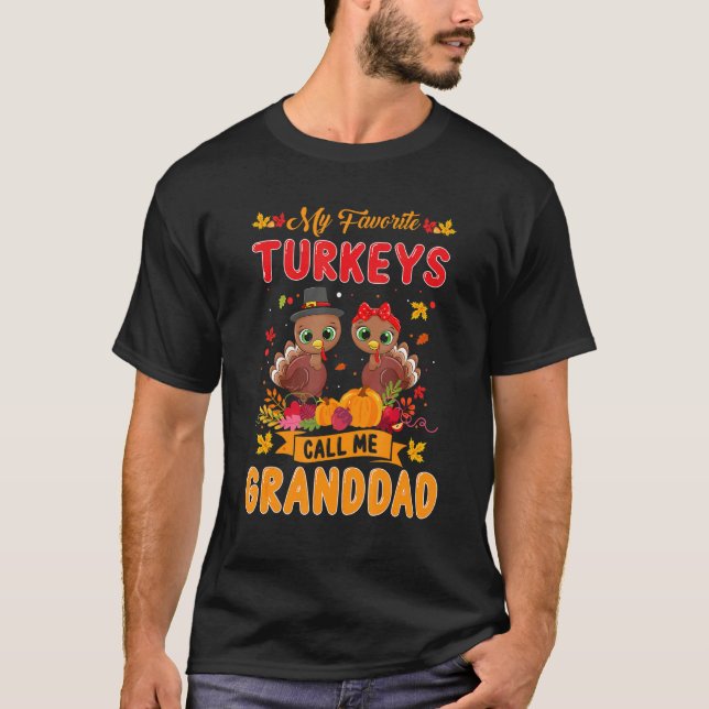 Mens My Favourite Turkeys Call Me Granddad Family  T-Shirt (Front)