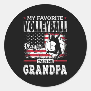 Mens My Favourite Volleyball Player Calls Me Grand Classic Round Sticker