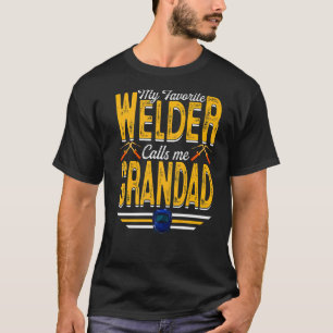 Mens My Favourite Welder Calls Me Grandad Welding T-Shirt