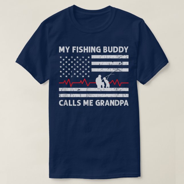 Mens My Fishing Buddy Calls Me Grandpa US American T-Shirt (Design Front)