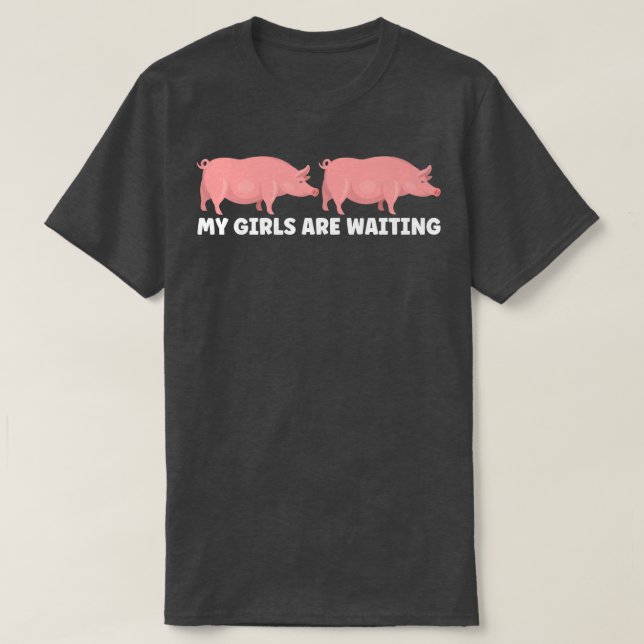 Mens My girls are waiting Pigs Premium  T-Shirt (Design Front)
