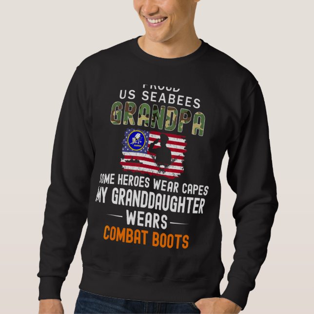 Mens My Granddaughter Wears Combat Boots Proud Sea Sweatshirt (Front)