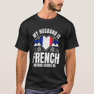 Mens My Husband Is French Pride Flag Heritage Root T-Shirt