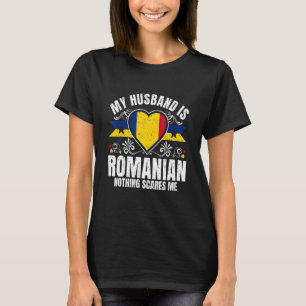 Mens My Husband Is Romanian Pride Flag Heritage Ro T-Shirt