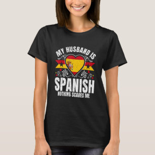 Mens My Husband Is Spanish Pride Flag Heritage Roo T-Shirt