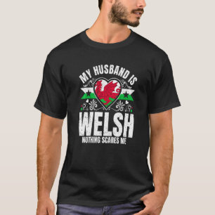 Mens My Husband Is Welsh Pride Flag Heritage Roots T-Shirt