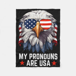 Mens My Pronouns Are Usa Funny Eagle 4th Of July A Fleece Blanket