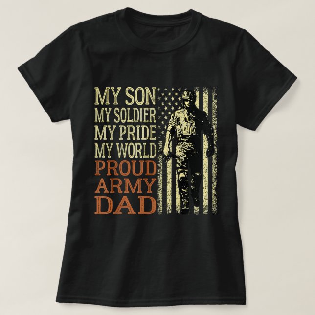 Mens My Son Is A Soldier Hero Proud Army Dad US Mi T-Shirt (Design Front)