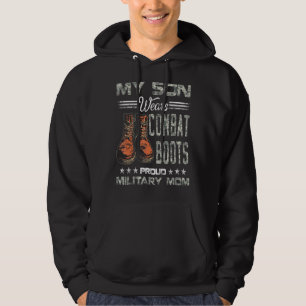 Mens My Son Wears Combat Boots Proud Military Mum Hoodie