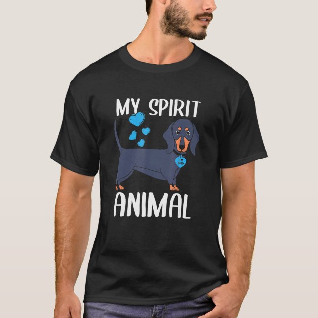 Mens My Spirit Animal Dachshund Dog I Love Dad Hea T-Shirt (Front)