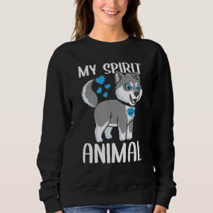 Mens My Spirit Animal Husky Dog I Love Dad Heart V Sweatshirt