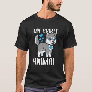Mens My Spirit Animal Husky Dog I Love Dad Heart V T-Shirt