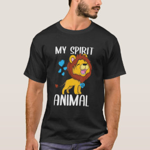 Mens My Spirit Animal Lion I Love Dad Heart Valent T-Shirt