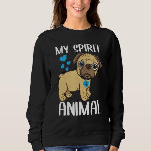 Mens My Spirit Animal Pug Dog I Love Dad Heart Val Sweatshirt