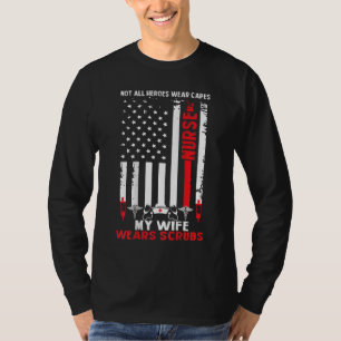Mens My Wife Wears Scrubs American Flag Nurse Gift T-Shirt