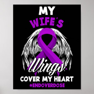 Mens My Wife's Wings Cover My Heart End Overdose Poster