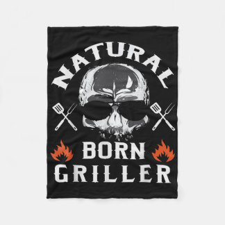 Mens Natural Born Griller Funny Bbq Backyard Grill Fleece Blanket