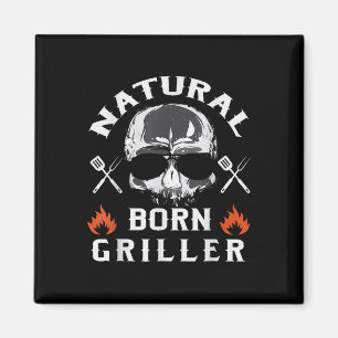 Mens Natural Born Griller Funny Bbq Backyard Grill Magnet
