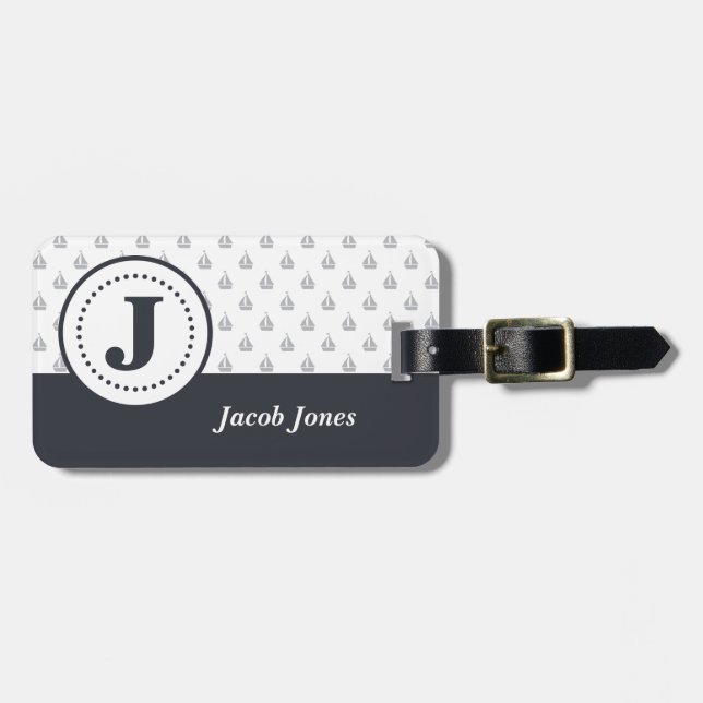 Men's Nautical Monogram Luggage Tag (Front Horizontal)