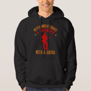 Mens Never Underestimate A Grandpa with a Guitar F Hoodie