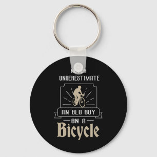 Mens Never Underestimate An Old Guy On A Bicycle C Key Ring