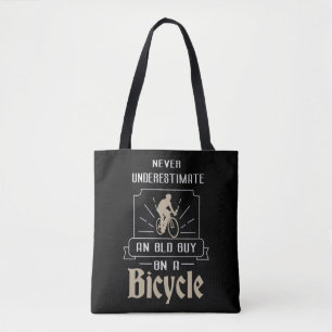 Mens Never Underestimate An Old Guy On A Bicycle C Tote Bag
