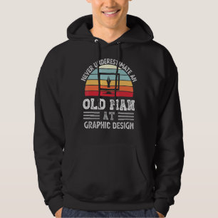 Mens Never Underestimate An Old Man At Graphic Fat Hoodie