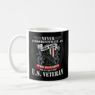 Mens Never Underestimate An Old Man Funny US Veter Coffee Mug