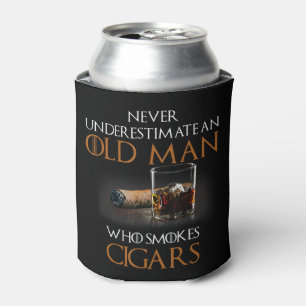 Mens Never Underestimate An Old Man Who Smokes Cig Can Cooler