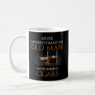 Mens Never Underestimate An Old Man Who Smokes Cig Coffee Mug